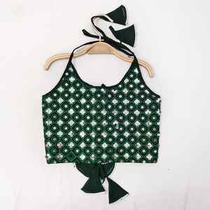 Shoryam mode filles enfants vert longueur au sol Lehenga Choli miroir broderie indien fête de mariage tenue - Product Image 3