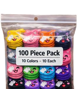 100 parches bordados de gatos Kawaii, 10 colores surtidos, termoadhesivos o para coser, con diseño de cara de gato de dibujos animados, para ropa, bolsos y sombreros. - Product Image 1