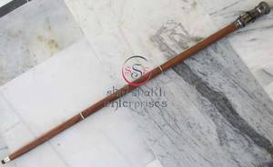 Poignée de conception de télescope antique en laiton bâton de marche en bois brun pour la randonnée et le camping article cadeau avec prix de gros - Product Image 2