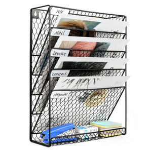 ที่วางนิตยสารแบบติดผนังทำจากลวดโลหะเคลือบสีขาว สำหรับจัดเก็บเอกสาร ใช้ได้ทั้งที่บ้าน ที่ทำงาน และตกแต่งโต๊ะเรียน - Product Image 4