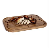 Papan Steak kayu akasia aman untuk makanan piring saji kayu alami dengan alur jus papan Saji kayu tebal untuk pengisi daya