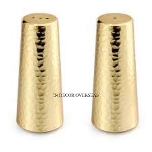 Molinillos de sal y pimienta chapados en oro de alta calidad con textura martillada de metal de primera calidad, suministros de utensilios y utensilios de cocina - Product Image 1