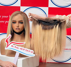 Peluca frontal ombre color hueso recto encaje completo Peluca de cabello humano - Product Image 5