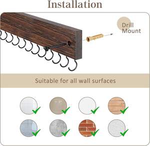 Ensemble de porte-bijoux mural à deux niveaux en bois brûlé, style classique, écologique, design flexible de 50 cm - Product Image 6