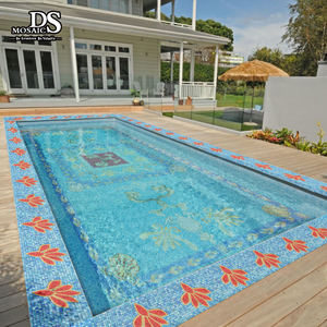 אריחי קריסטל כחולים לבריכות שחייה במחיר סיטונאי מהמפעל, אריחי פסיפס מרובעים לקישוט קירות המטבח - Product Image 2