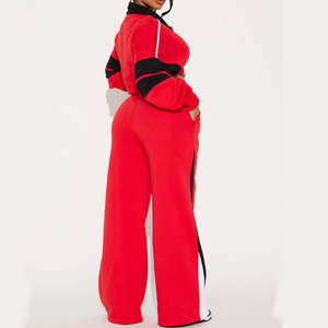 ชุดกีฬาผู้หญิงคุณภาพสูง ชุดวอร์มแบบมีซิป / ชุดวอร์มสองชิ้นดีไซน์ใหม่ ผ้าฟลีซ ใส่สบายและทันสมัย - Product Image 2