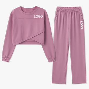 Ropa de salón de alta calidad para mujer, pantalones de pierna ancha, conjunto de ropa de dos piezas para mujer, conjunto de chándal de dos piezas a la moda - Product Image 5