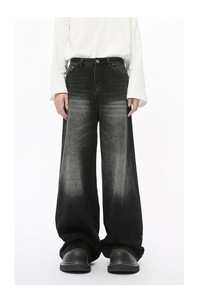 Nuevos pantalones negros sueltos personalizados para hombre, pantalones vaqueros holgados para hombre con logotipo - Product Image 5