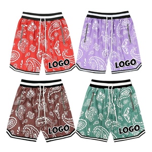 High Quality Sublimation Pattern Print <b>Shorts</b> <b>With</b> <b>Zipper</b> <b>Pockets</b> Breathable Polyester Double Layer Mesh ShortsDDP shipping - Product Image 1