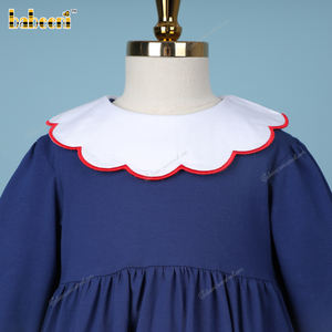 Combinaison smockée pour filles d'été, thème Noël Père Noël brodé, 100% coton certifié OEKO-TEX, respirante - Product Image 2