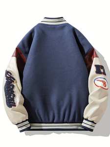 Servicio OEM Heavy Thick Chenille bordado parches de invierno de gran tamaño de cuero mangas de talla grande chaqueta Letterman para hombre - Product Image 6