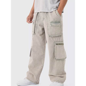 กางเกงคาร์โก้สีพื้นผู้ชาย 2025 กางเกงหลายกระเป๋าสำหรับกิจกรรมกลางแจ้ง กางเกงทำงานผู้ชายขายส่ง - Product Image 1