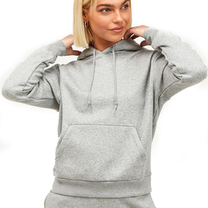 连帽衫超大号女式秋季纯色宽松连帽衫街时尚毛衣套头衫连帽衫 - Product Image 2