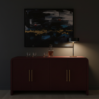 Ensemble de meubles de salon moderne à 4 portes en bois d'hévéa écologique, MDF et placage de chêne – Vente en gros