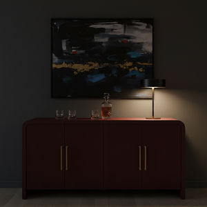 Armoire de salon avec 4 tiroirs, design moderne, bois de caoutchouc, MDF, placage de chêne, modèle PKP.2601.106CB-LVDN-A 19-1327, couleur Andorre - Product Image 4