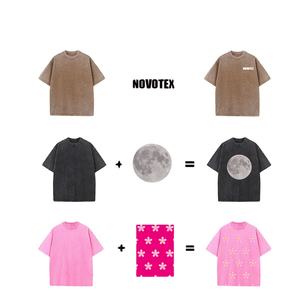 Ropa de calle Vintage lavado piedra desgastada lavado camiseta Logotipo de impresión personalizada Oversize Overdyed ácido lavado camiseta de hombre - Product Image 4