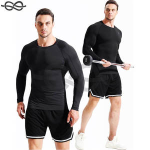 Camisas de compresión para hombre Camisetas de entrenamiento para correr Camiseta atlética de manga larga Color negro Camiseta de gimnasio ajustada Entrenamiento Fitness - Product Image 2