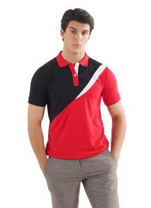 Polo à blocs de couleurs pour hommes, t-shirt à manches courtes avec logo personnalisé, vêtements de sport à panneau contrasté, haut de rue décontracté, polo élégant à coupe étroite - Product Image 4