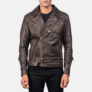 Veste en cuir pour homme élégante, coupe ajustée moderne, veste de motard, qualité supérieure, vêtement d'extérieur élégant pour l'hiver et la mode décontractée quotidienne - Product Image 1