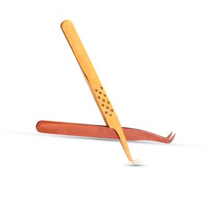 แหนบต่อขนตาไทเทเนียมสีทอง90องศาเครื่องมือความงามที่แม่นยำสำหรับการแต่งขนตาแบบมืออาชีพ - Product Image 1