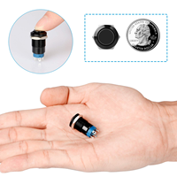 Sakelar ON/OFF 1NO1NC Tombol Tekan 12Mm 5A 12VDC dengan Lampu Cincin LED Biru Tahan Air Sakelar Tombol Tekan Menempel