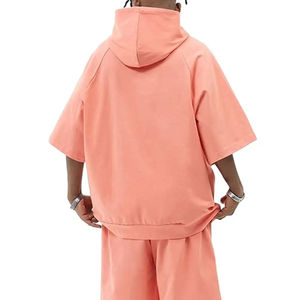 Conjuntos de Sudadera con Capucha de Manga Corta y Pantalones Cortos Personalizados para Hombre, Ropa Más Vendida, Fabricación de Ropa, Patrón Sólido, Corte Holgado - Product Image 2