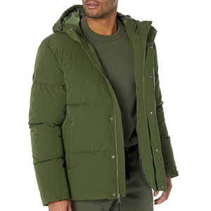 Customized Logo Printing Men's Puffer <b>Jacket</b> Professional High Quality Hooded Full Sleeves and Front <b>Pockets</b> for Winter - Product Image 1