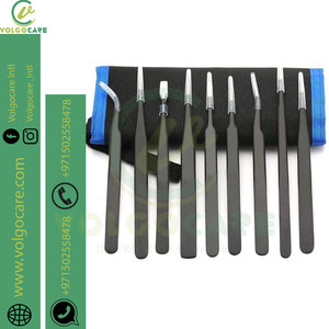 Meilleur prix et excellente qualité pince à épiler précision 10 pièces ensemble en acier inoxydable anti-magnétique pince à épiler ensemble avec sac de rangement - Product Image 6