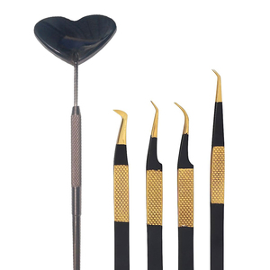 Ensemble de miroirs pour extensions de cils en acier inoxydable de haute qualité en forme de cœur, logo personnalisé, pinces antistatiques pour les professionnels de la beauté - Product Image 4
