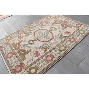 Vintage Turkish Rug 5.2x7.8 ft (160x237 cm), Red <b>Brown</b> Patchwork Rug - Product Image 4