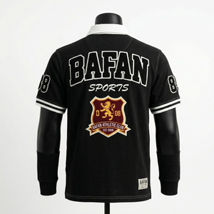 Camiseta de rugby de manga larga para hombre, 260 GSM, algodón y poliéster, jersey de rugby con logotipo bordado con rayas negras, camisetas de rugby para hombre - Product Image 2