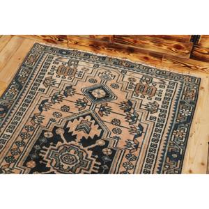 Alfombra Turca Vintage de 3.1x4.5 pies (94x136 cm), Alfombra a Rayas Azul y Marrón - Product Image 5