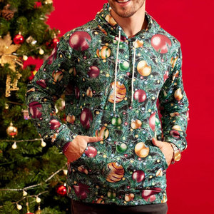 Sudadera con Capucha para Hombre, Diseño Navideño de Invierno, Cierre de Cremallera, Color Sólido, Alta Calidad, Colores Personalizados, Algodón/Poliéster, Secado Rápido - Product Image 2