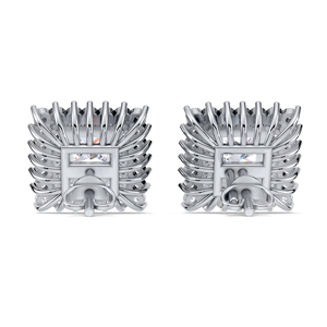 IGI Certified Lab Grown Diamond Princess Cut Halo Stud <b>Earrings</b> Solid 925 Sterling Silver Double Halo Diamond <b>Earrings</b> - Product Image 2