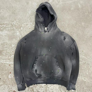 Sun Faded Wash Hoodie Custom 100% Cotton Pullover Oversized Hoodie Vintage Distressed Ripped Sunfaded Acid Wash Hoodies For Men - Product Image 2