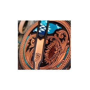 Sac à main et sac à main pour femme en cuir marron rond usiné à fleurs de qualité supérieure avec bandoulière pour une utilisation quotidienne et formelle vente chaude - Product Image 3