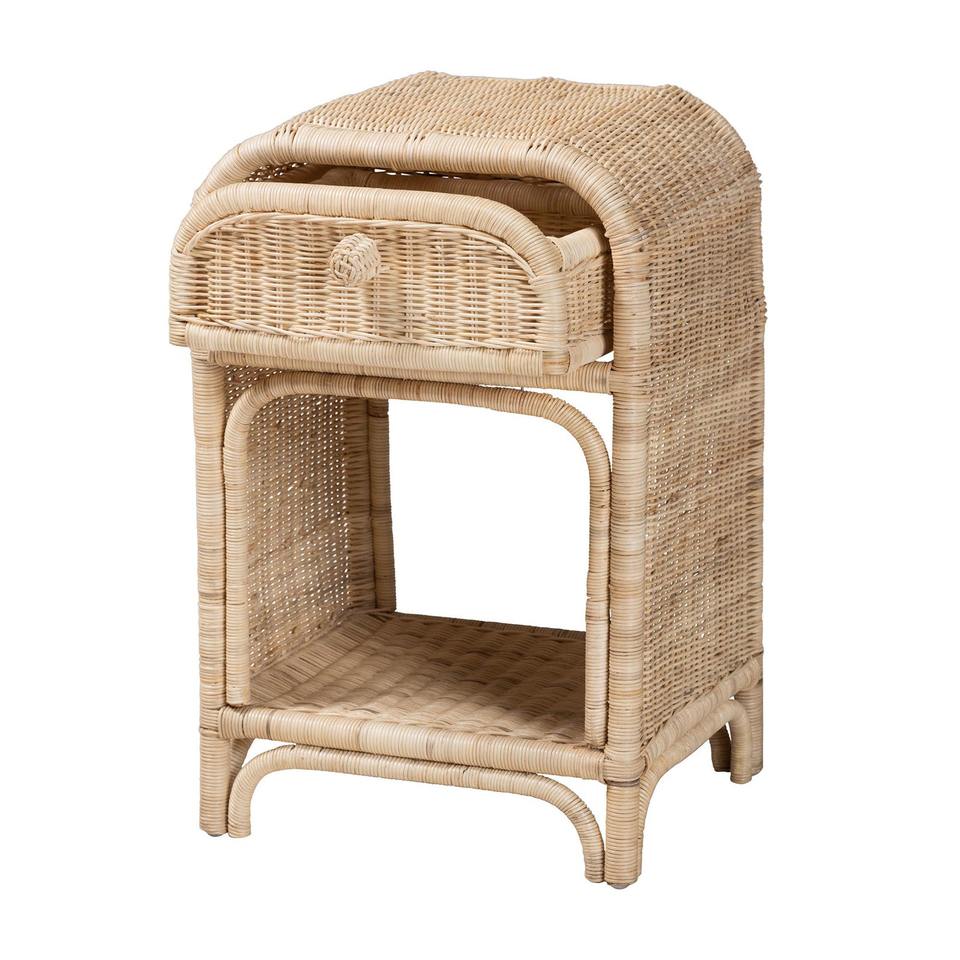 Best choice 100% handcrafted rattan night stand bedside table cabinets with drawer modern nightstand bed side cabinet