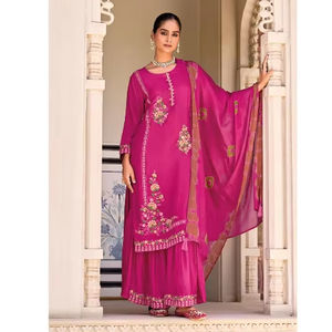 Conjunto Elegante de 3 Piezas de Satén de Seda para Mujer con Bordado Intrincado de Secado Rápido para Eventos y Fiestas de Adultos en Todas las Estaciones - Product Image 1