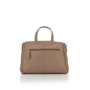 Sac fourre-tout à trois compartiments en cuir véritable beige, sac à bandoulière, cuir grainé doux, fermeture éclair, résistant à l'eau - Product Image 6