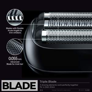 Ensemble de rasoirs électriques rechargeables par USB pour hommes, tête de rasage magnétique à trois lames, corps en métal, étanche IPX7, rasoir pour le visage - Product Image 3