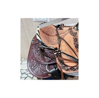 Selle de cheval Western Barrel de qualité supérieure en cuir véritable marron avec arbre en plastique à pointe florale en gros vente chaude