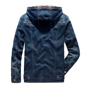 Veste en jean pour homme, élégante, à capuche et col montant, vente en gros OEM, veste en jean en coton personnalisée de haute qualité - Product Image 4