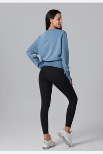 เสื้อสเวตเตอร์คอกลมแขนยาวสำหรับผู้หญิงเสื้อสเวตเตอร์แบบสวมหัวมีฮู้ดสีพื้น - Product Image 3