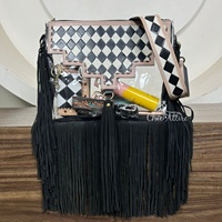 Sac à main en cuir de vachette à carreaux noir et blanc de Style occidental pour femmes sac transparent en PVC transparent sac à bandoulière et sac à main