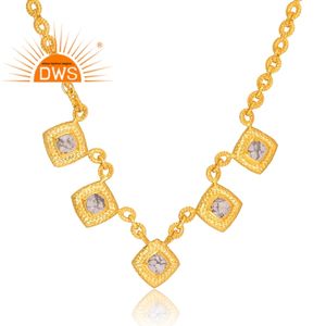 Último diseño 18K chapado en oro Natural Howlite piedra preciosa colgante collar Demi joyería fina fabricante - Product Image 3