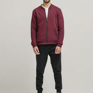 Vente en gros de vestes de bombardier rouges à fermeture éclair décontractées à col montant pour hommes en automne Vestes délavées pour l'extérieur pour hommes Service OEM - Product Image 4