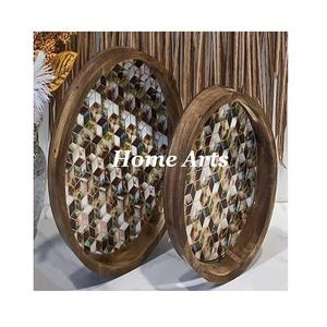 Ensemble de 2 plateaux de service de différentes tailles, design classique, forme ronde, plateau de service pour desserts, dattes, pour la maison, l'hôtel - Product Image 3