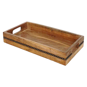 Suministros del fabricante, venta al por mayor, bandeja de madera con acabado natural con asa de agujero para decoración del hogar y servicio de desayuno - Product Image 4