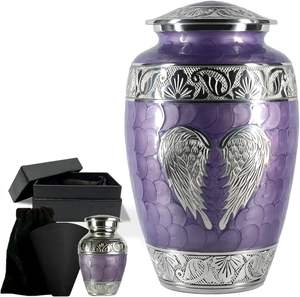 <b>Large</b> Purple Cremation <b>Urn</b> with One Keepsake for Human Ashes Handcarved Decorative <b>Urns</b> for Adult Ashes Women & Men - Product Image 1