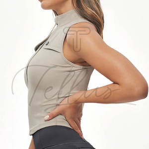 Débardeur pour femmes Logo personnalisé Été Décontracté Couleur unie Yoga Entraînement Vêtements de sport Sans manches Tricoté Écologique Polyester/Coton - Product Image 5